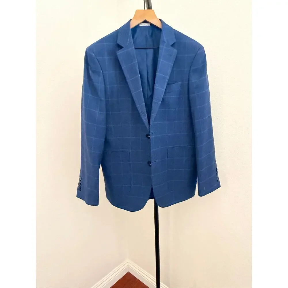 New Nordstrom Rack windowpane blue blazer sz 38S
